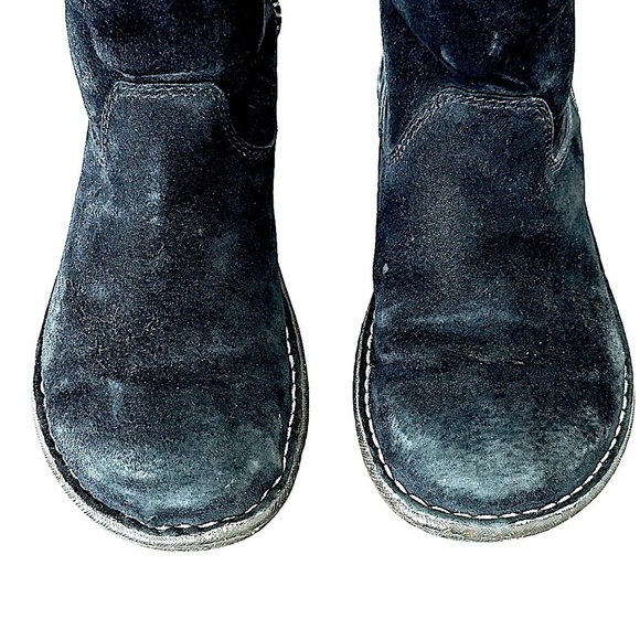 UGG Swell Mid-Calf Winter Boots in Black Suede Tooled Leather Cuff Detail Size 6 - Picture 4 of 7